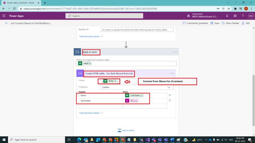 List Contacts Based on FetchXMLQuery in Power Automate